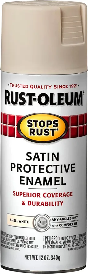 12 OZ Stops Rust Protective Enamel Spray Paint -Satin Shell White
