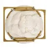 23" Kids Cozy Mini Folding Saucer Chair, Sherpa Moon Chair for Toddlers and Bedroom, Ivory/Soft Gold