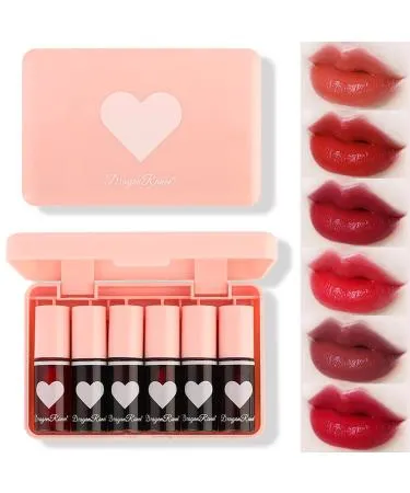 6pcs Mirror Lip Tint Durable Non-stick Lip Glaze Waterproof Lip Tint