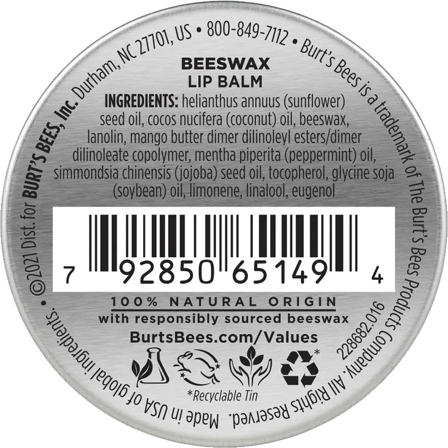 Beeswax Moisturizing Lip Balm Tin 0.3 oz