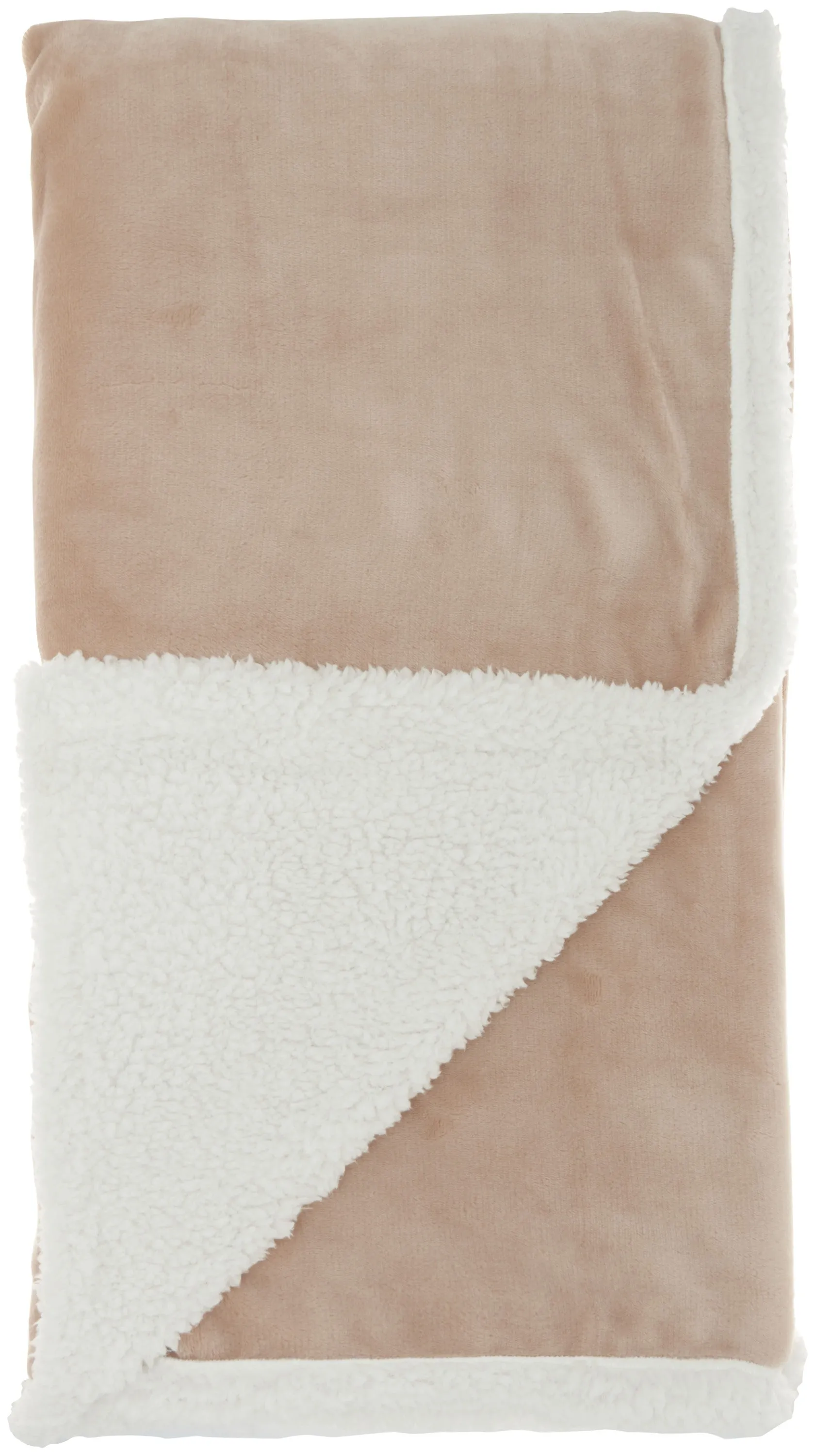 BLUSH PINK FLEECE AND SHERPA ACCENT THROW