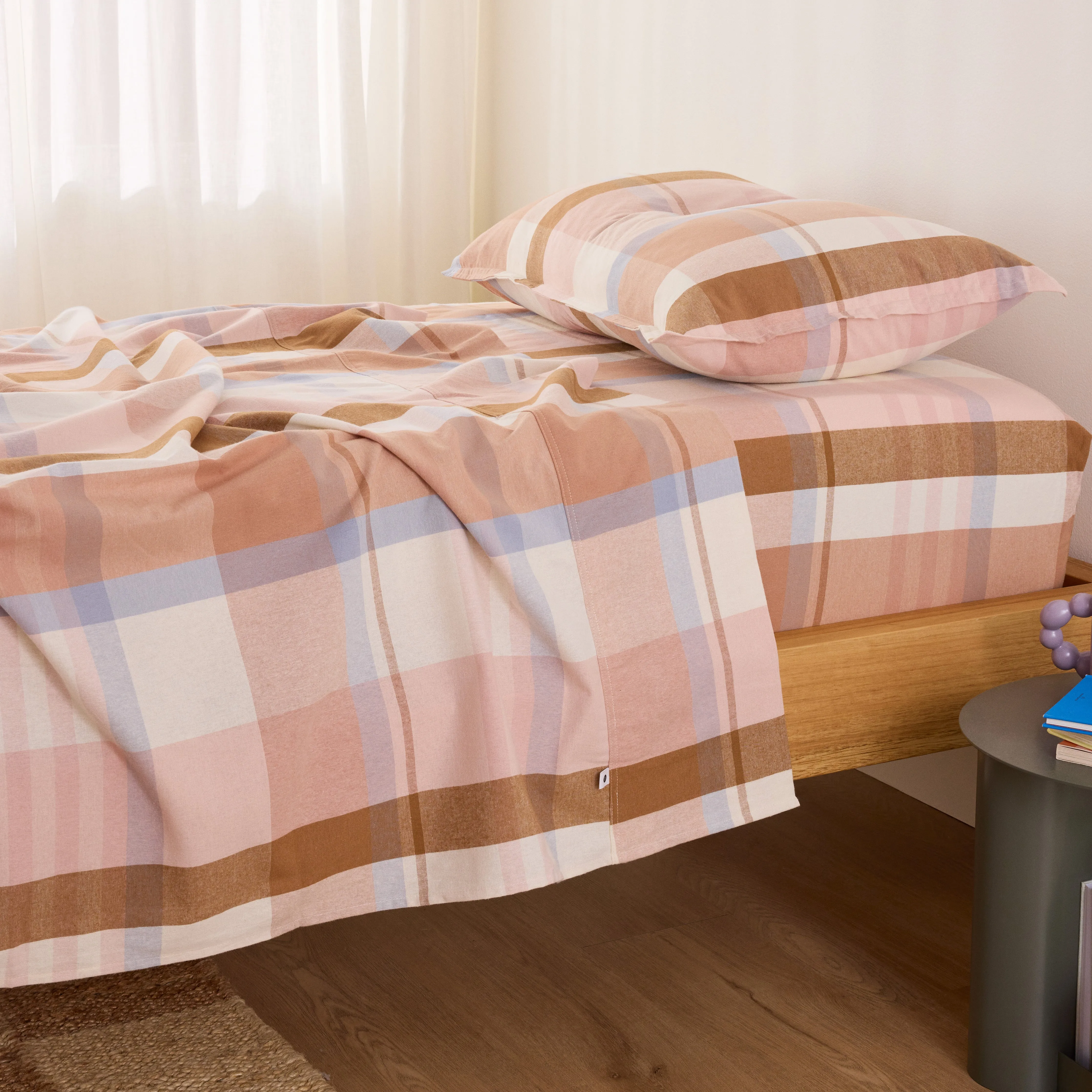Frankie Flannelette - Marley Gingham Kids Bed Sheets