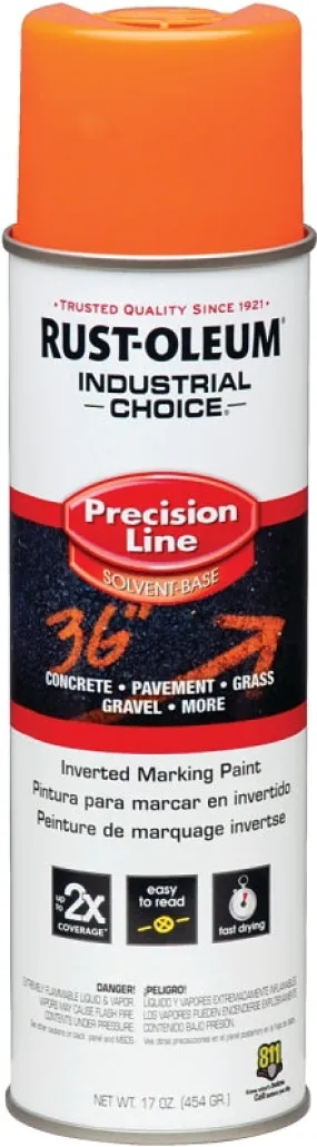 Rust-Oleum 203027 Inverted Marking Spray Paint, Semi-Gloss, Fluorescent Orange, 17 oz, Can :CAN: QUANTITY: 1